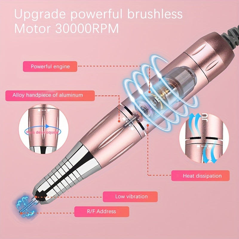 35000rpm Professional Electric Nail Drill Machine, High-Speed Nail Art Drill Set, All-in-One Acrylic, Gel Removal & Polishing Drill with LED, Precision Manicure & Pedicure Set, Multifunctional Manicure Tool for Salon And Home